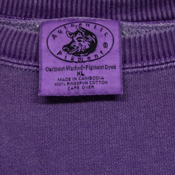 Women's XL AUTHENTIC PIGMENT Oversize Purple Christmas Snowman Sweatshirt - Picture 5 of 6